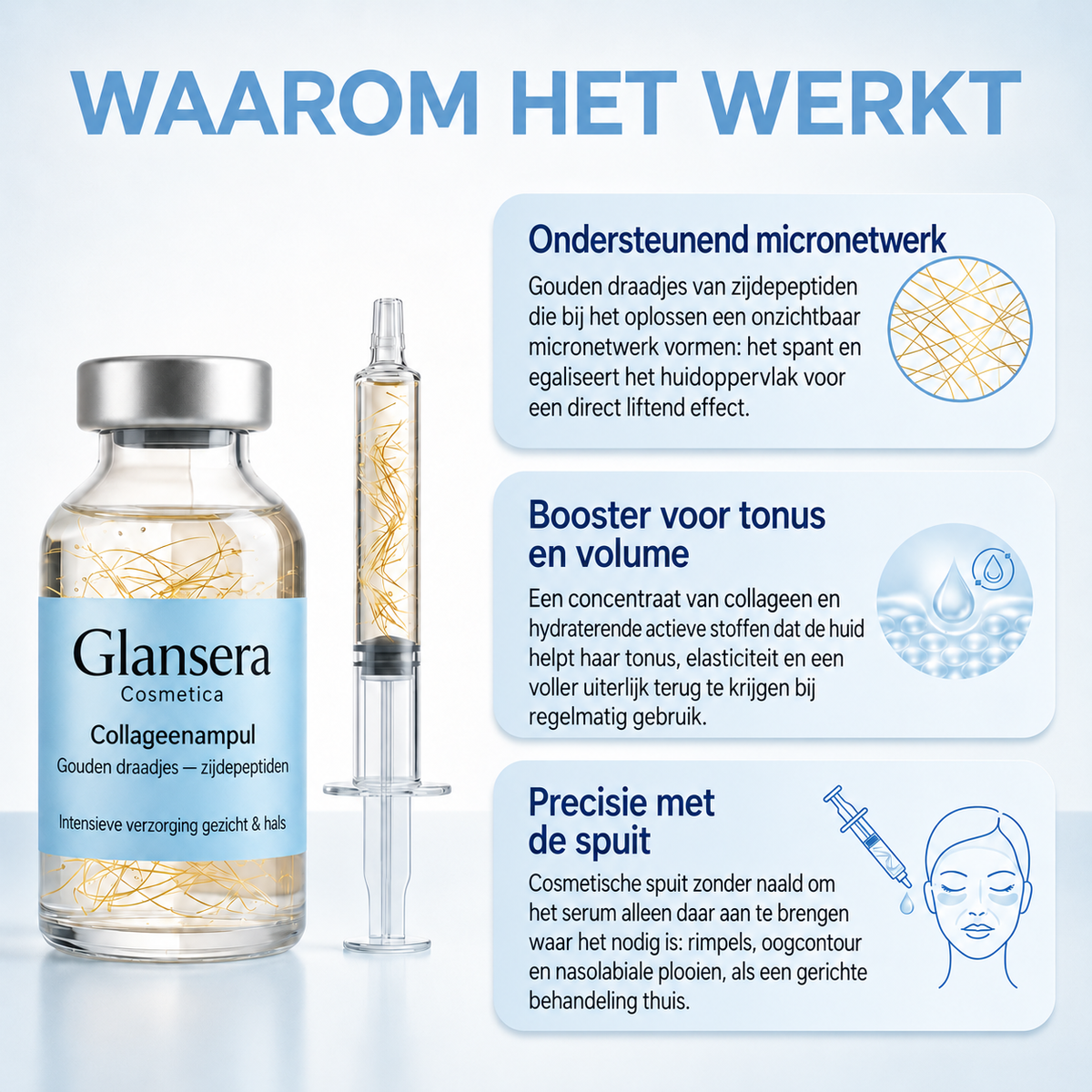 Collageenampul met gouden draadjes van Glansera