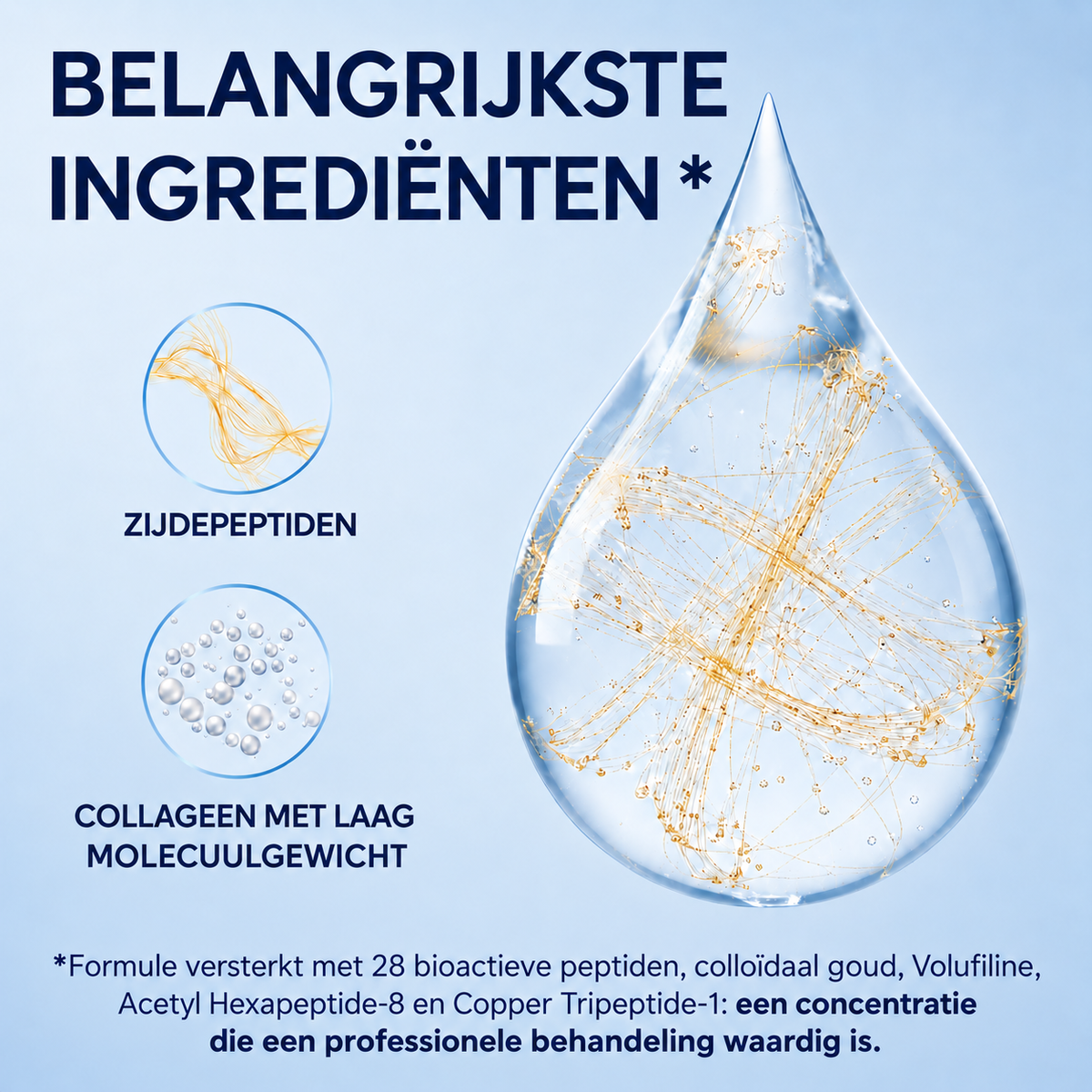 Collageenampul met gouden draadjes van Glansera