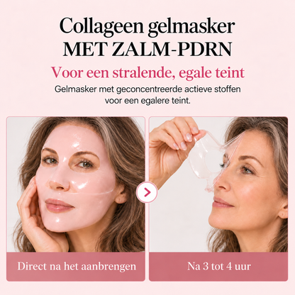 Collageen gelmasker direct na het aanbrengen en na 3 tot 4 uur