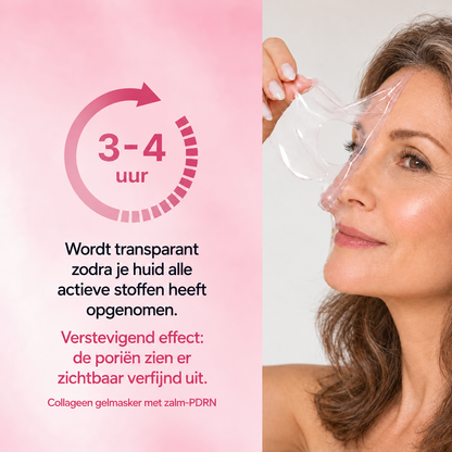 Het masker wordt transparant zodra de huid de actieve stoffen heeft opgenomen