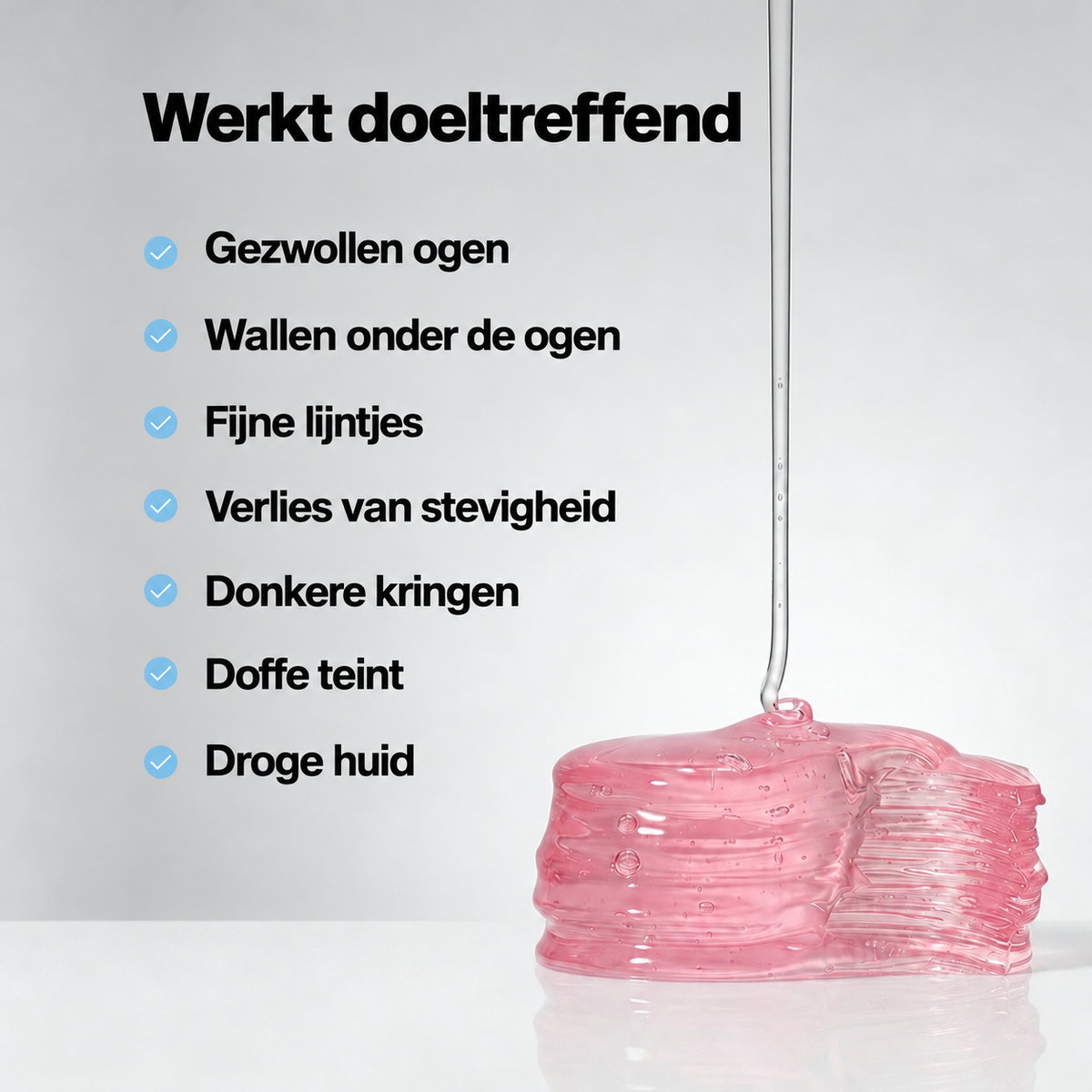 De oogpatches werken op wallen, donkere kringen, fijne lijntjes en een doffe teint